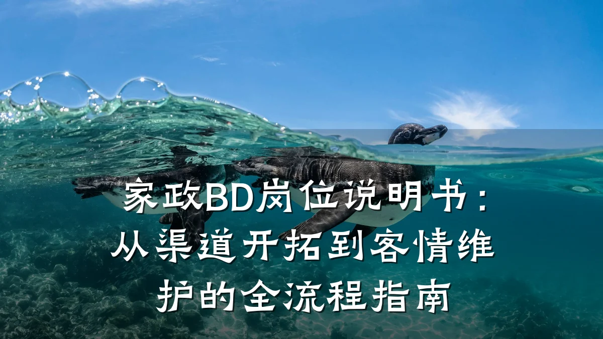家政BD岗位说明书：从渠道开拓到客情维护的全流程指南