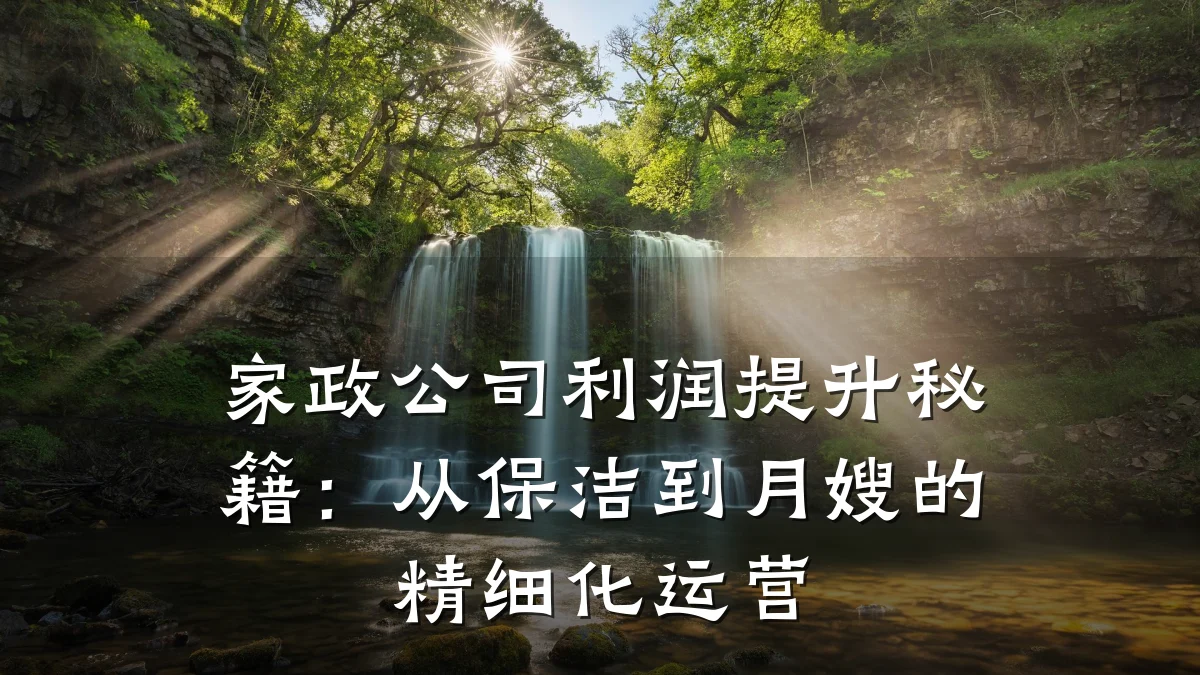 家政公司利润提升秘籍:从保洁到月嫂的精细化运营