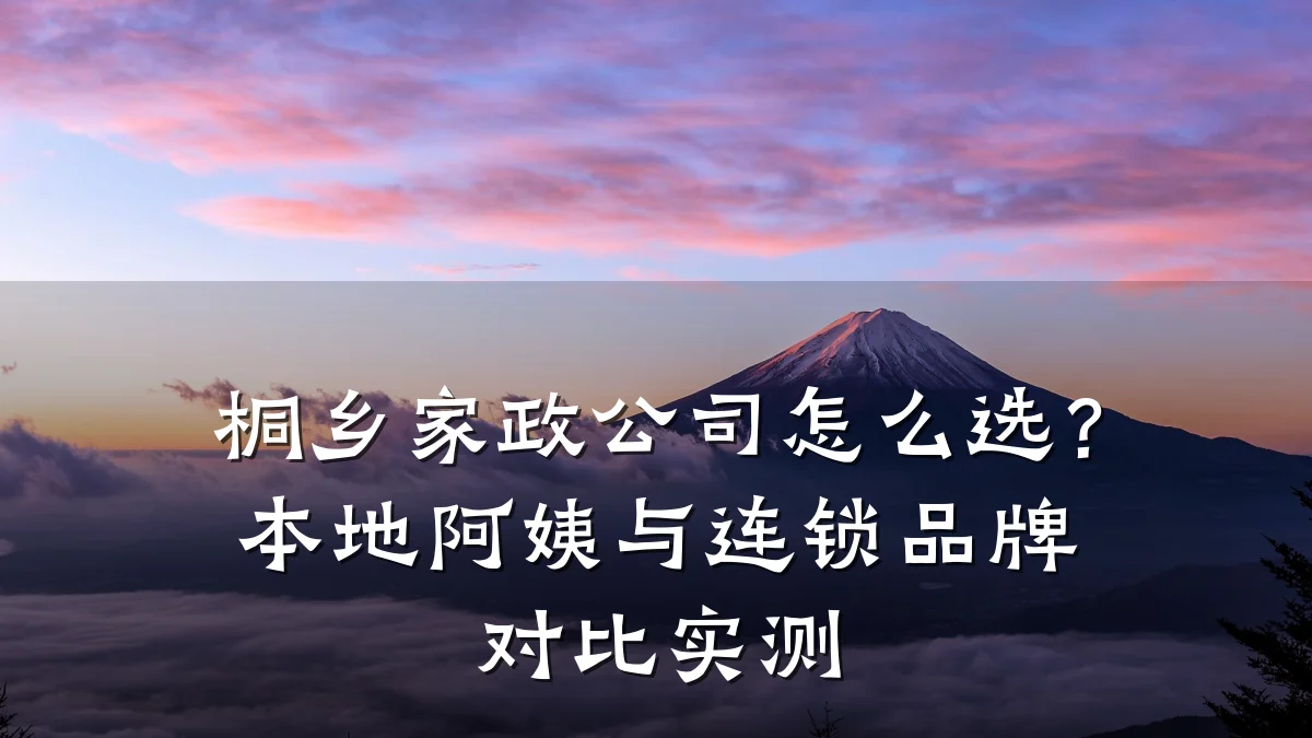 桐乡家政公司怎么选？本地阿姨与连锁品牌对比实测