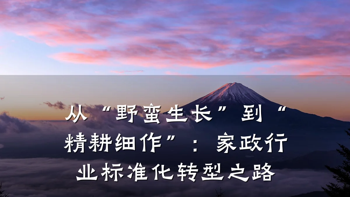 从“野蛮生长”到“精耕细作”:家政行业标准化转型之路