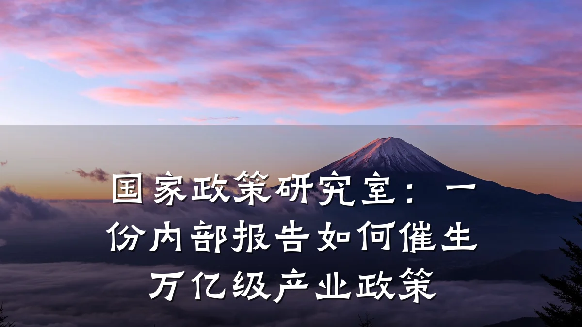 国家政策研究室:一份内部报告如何催生万亿级产业政策