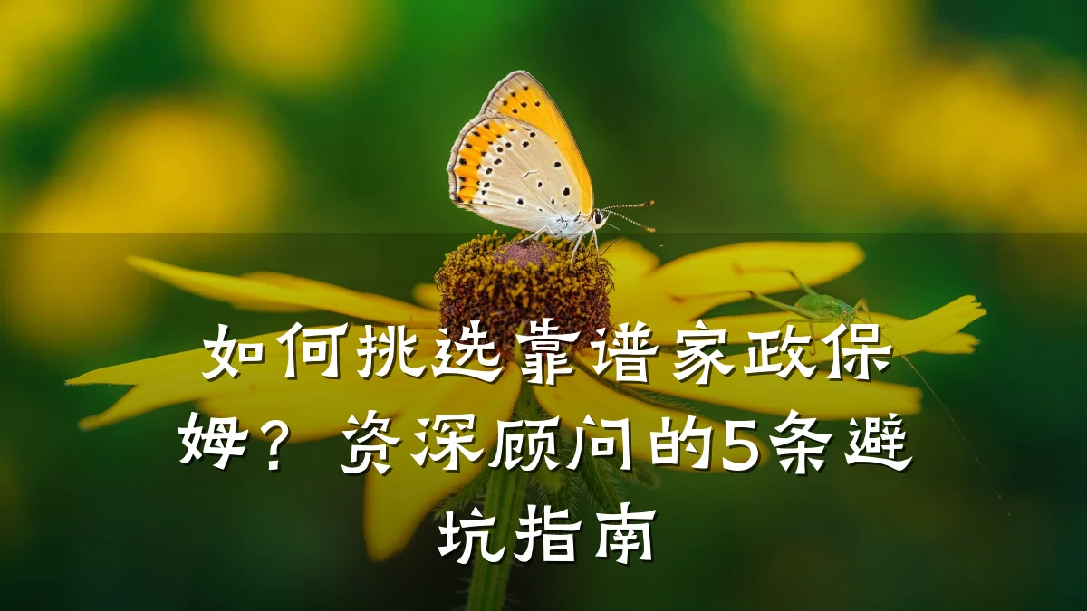 如何挑选靠谱家政保姆？资深顾问的5条避坑指南