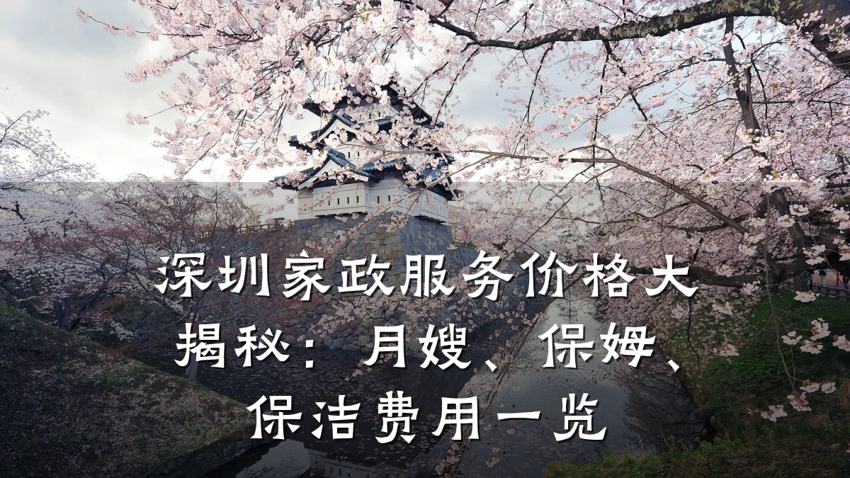 深圳家政服务价格大揭秘：月嫂、保姆、保洁费用一览