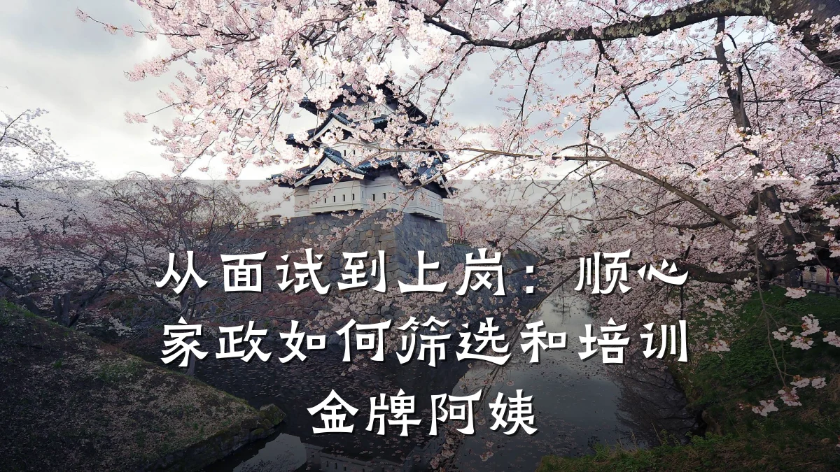 从面试到上岗:顺心家政如何筛选和培训金牌阿姨