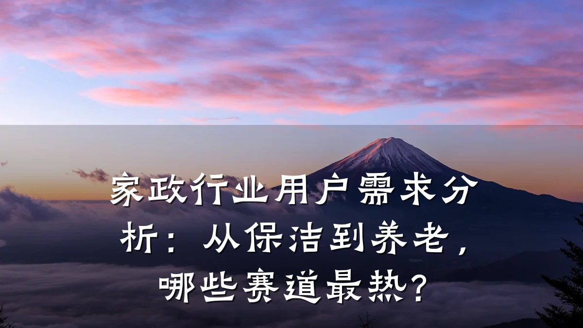 家政行业用户需求分析:从保洁到养老,哪些赛道最热?