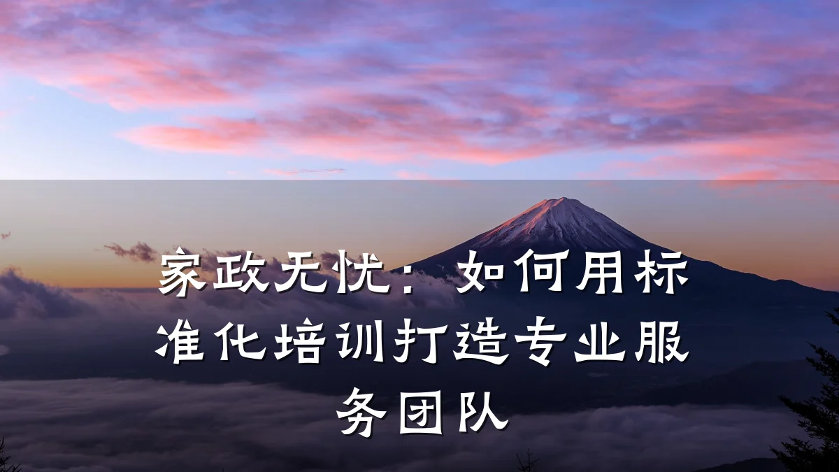家政无忧:如何用标准化培训打造专业服务团队