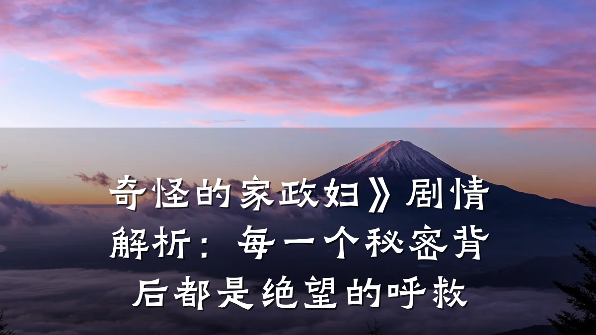 奇怪的家政妇》剧情解析:每一个秘密背后都是绝望的呼救
