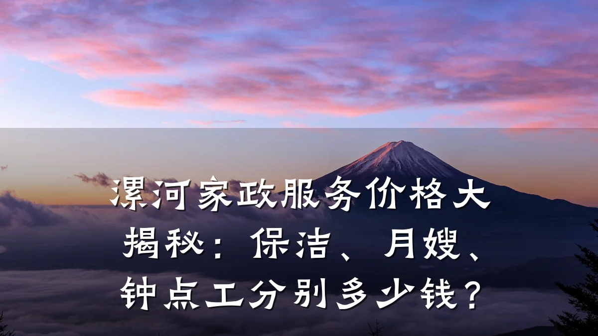 漯河家政服务价格大揭秘:保洁、月嫂、钟点工分别多少钱?