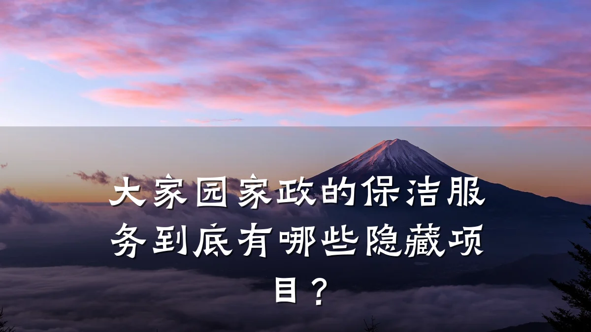 大家园家政的保洁服务到底有哪些隐藏项目?