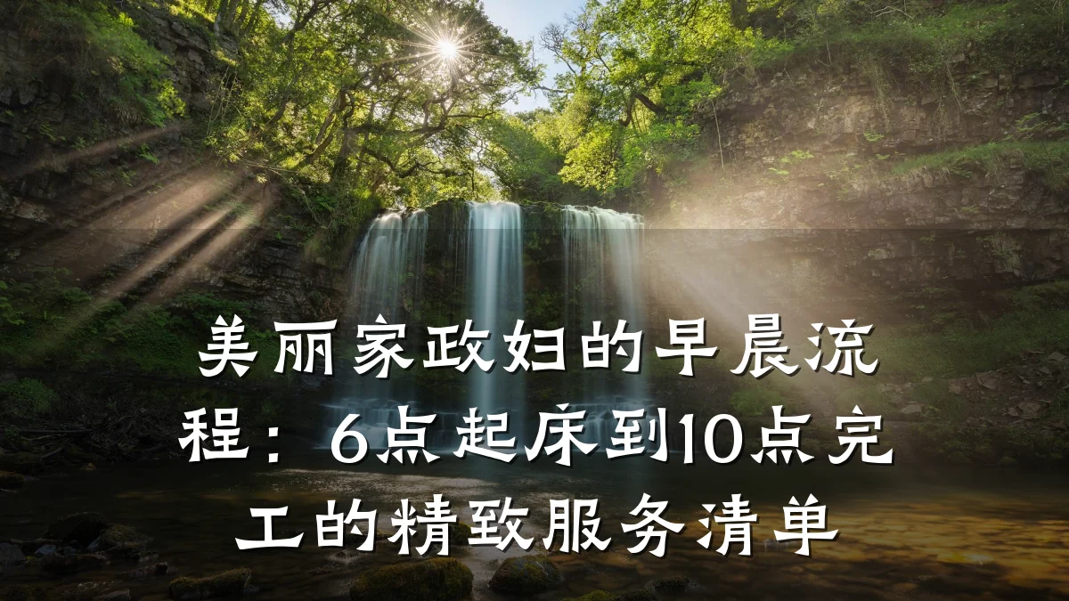 美丽家政妇的早晨流程：6点起床到10点完工的精致服务清单