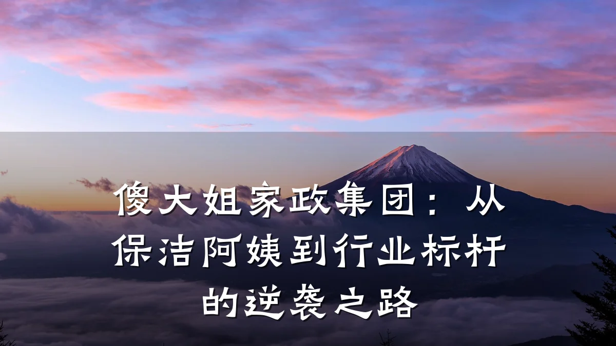 傻大姐家政集团:从保洁阿姨到行业标杆的逆袭之路