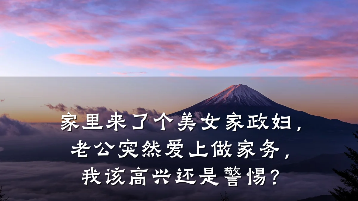 家里来了个美女家政妇，老公突然爱上做家务，我该高兴还是警惕？