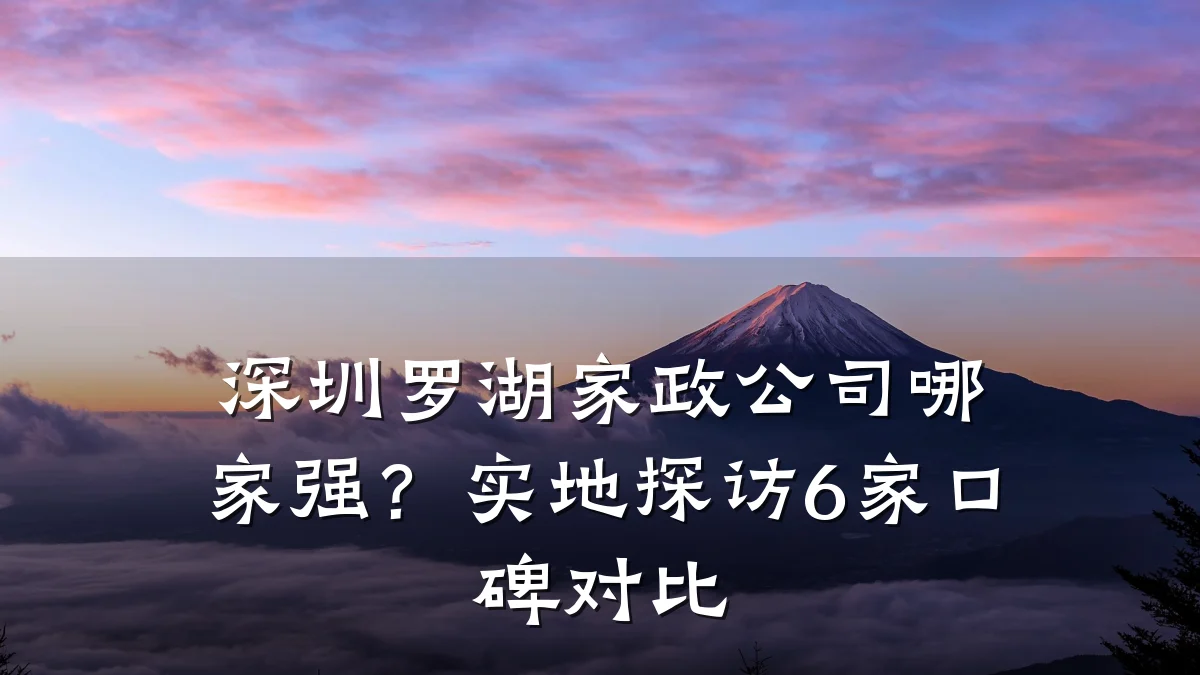 深圳罗湖家政公司哪家强?实地探访6家口碑对比