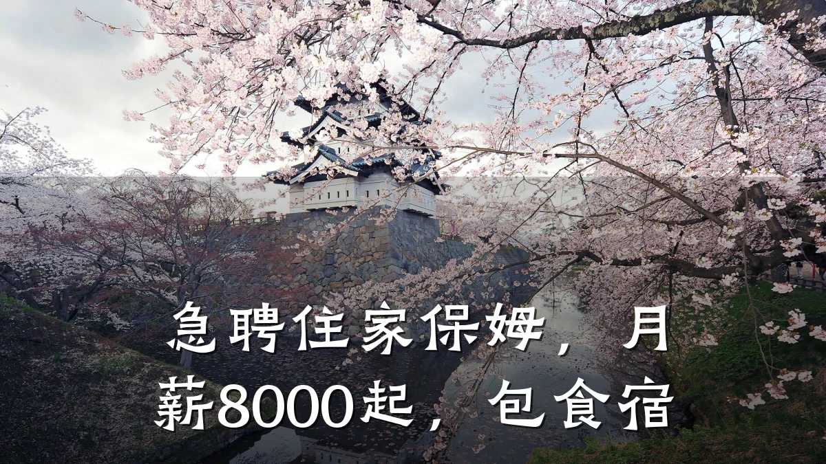 急聘住家保姆,月薪8000起,包食宿