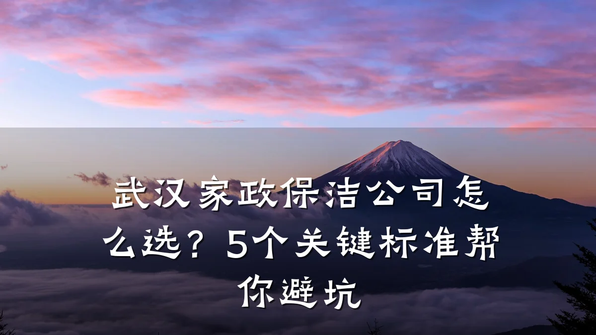 武汉家政保洁公司怎么选?5个关键标准帮你避坑