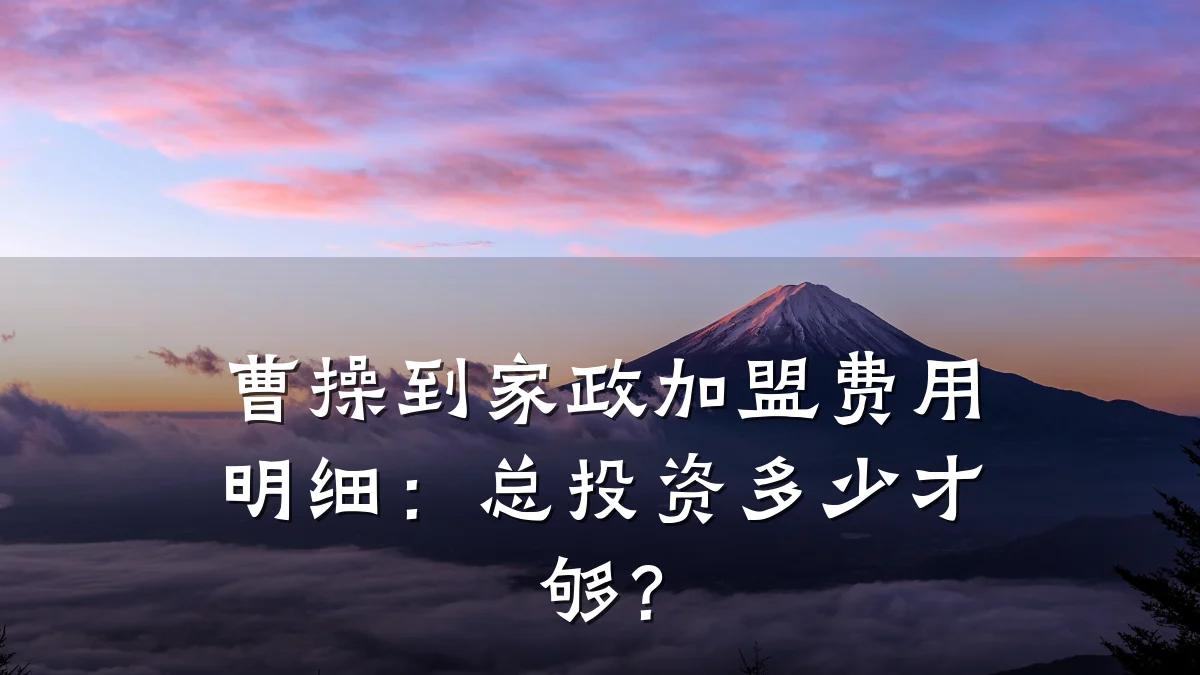 曹操到家政加盟费用明细:总投资多少才够?