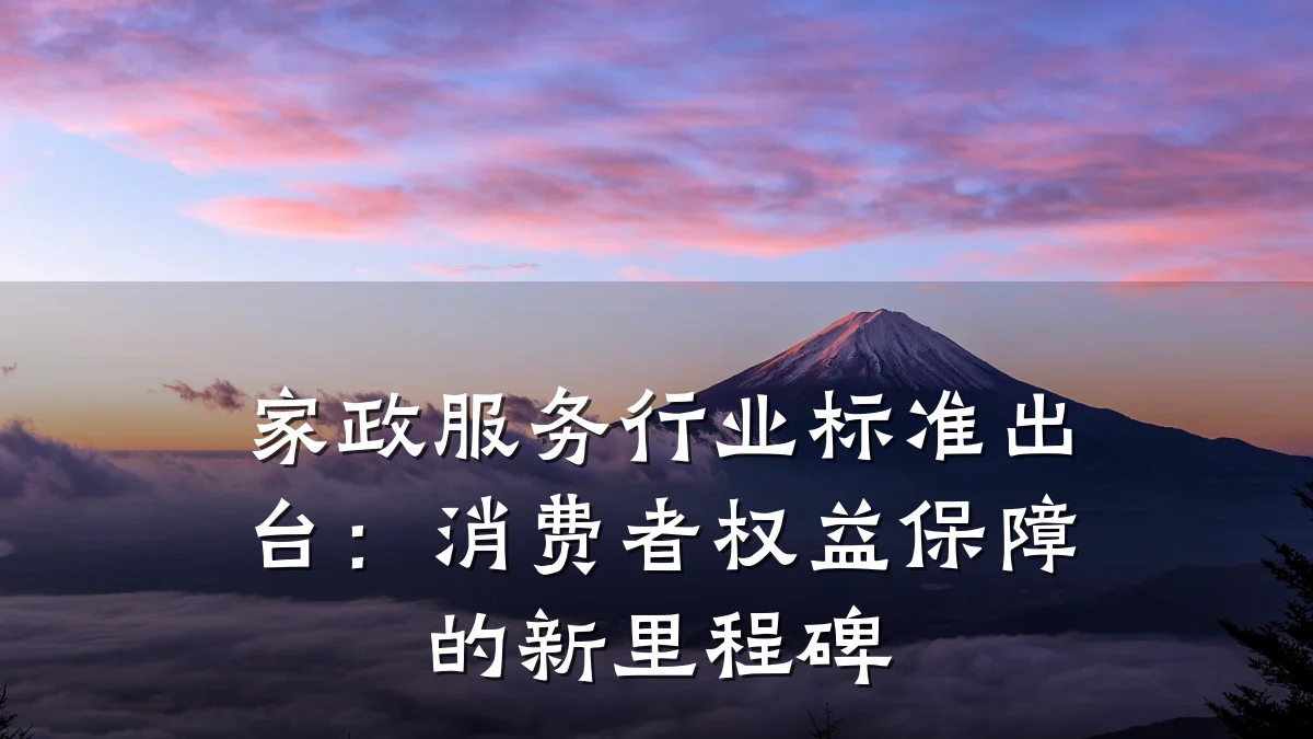 家政服务行业标准出台:消费者权益保障的新里程碑