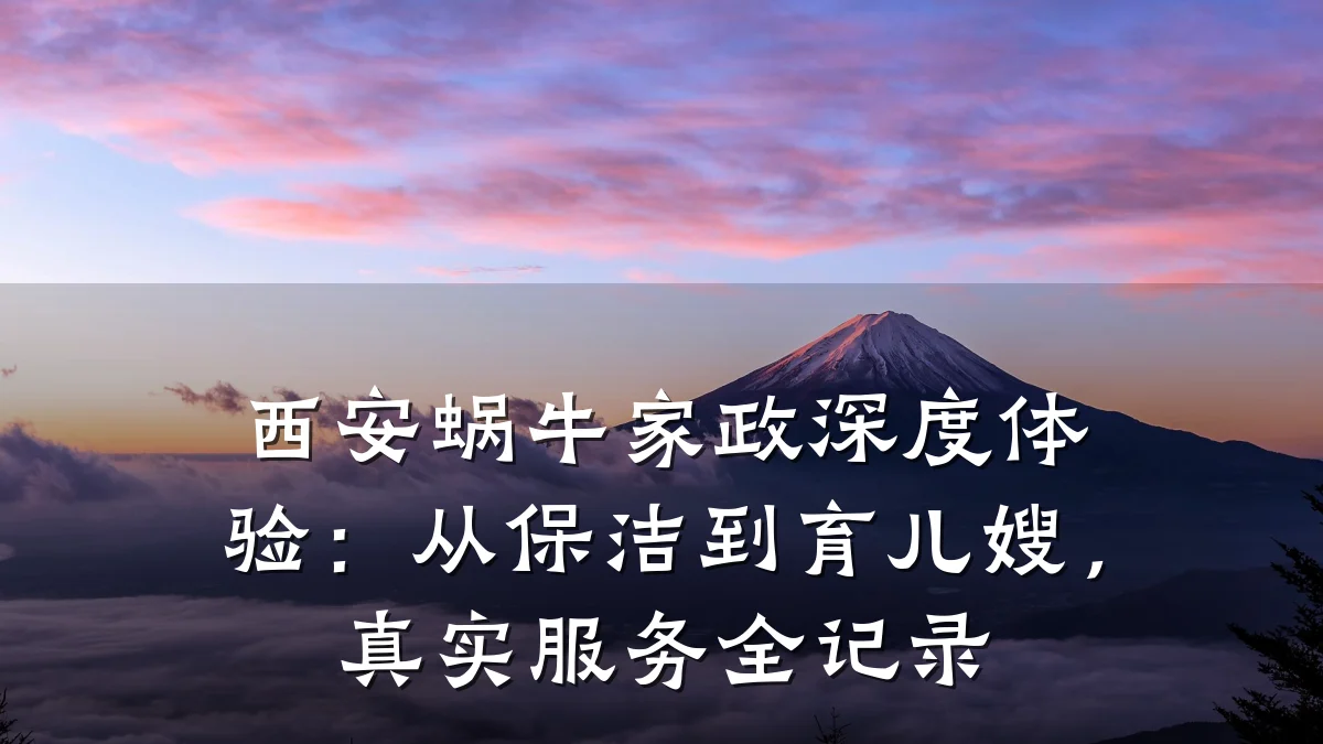 西安蜗牛家政深度体验:从保洁到育儿嫂,真实服务全记录