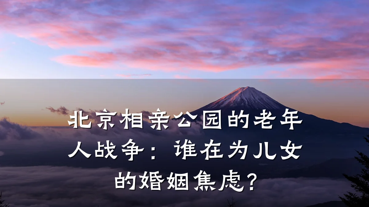 北京相亲公园的老年人战争：谁在为儿女的婚姻焦虑？
