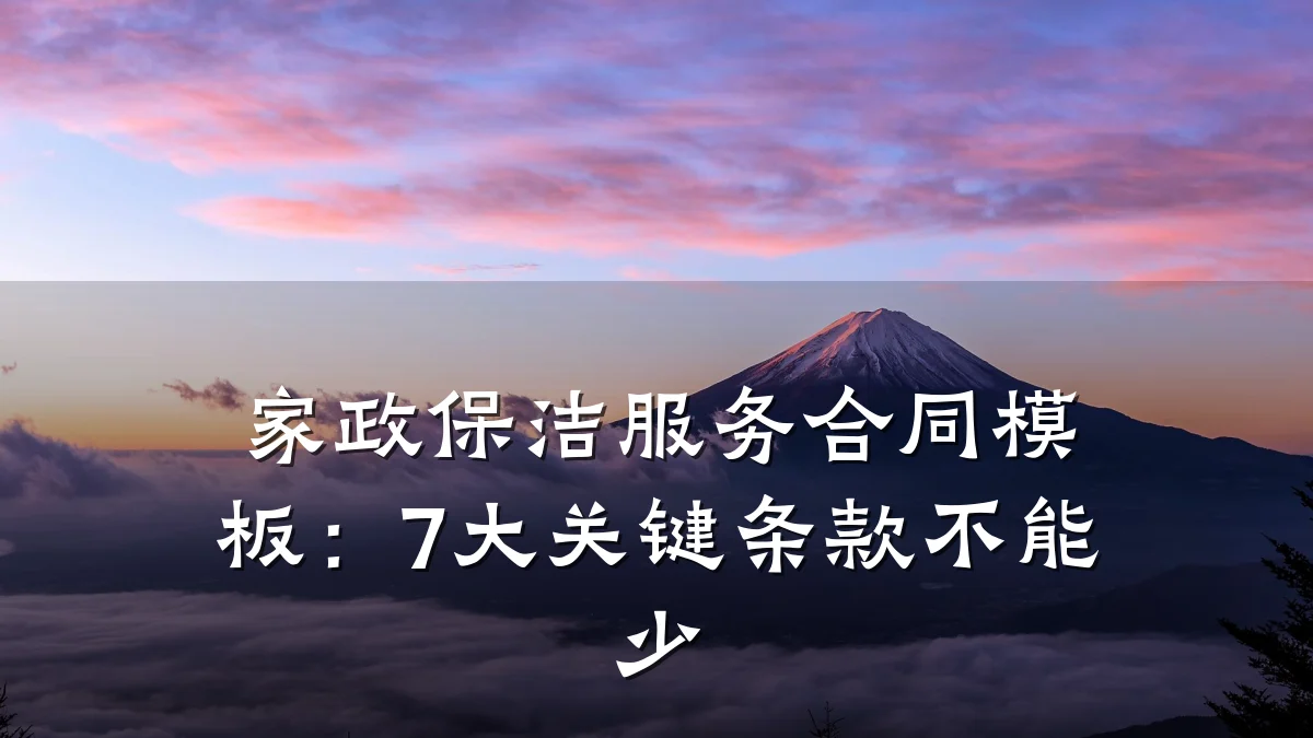 家政保洁服务合同模板：7大关键条款不能少