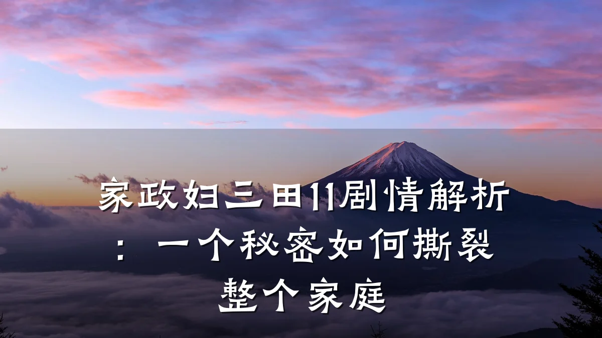 家政妇三田11剧情解析:一个秘密如何撕裂整个家庭