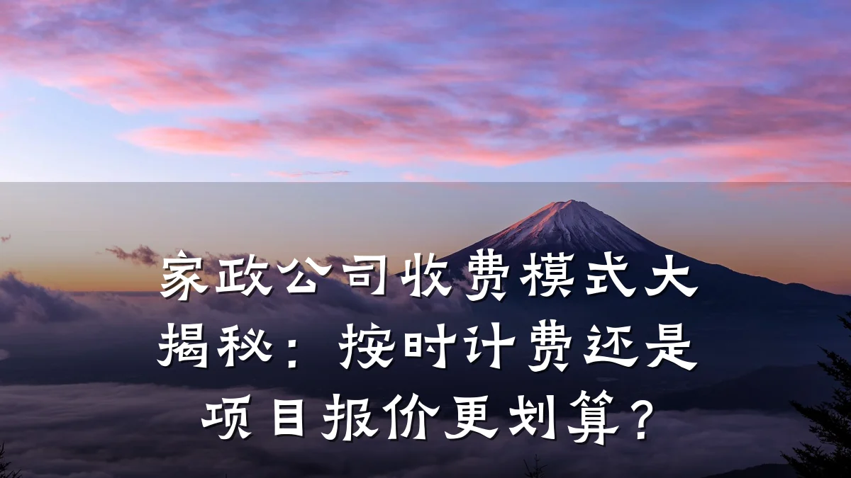 家政公司收费模式大揭秘:按时计费还是项目报价更划算?