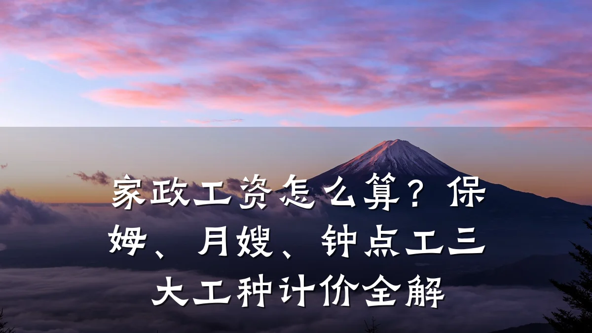 家政工资怎么算?保姆、月嫂、钟点工三大工种计价全解
