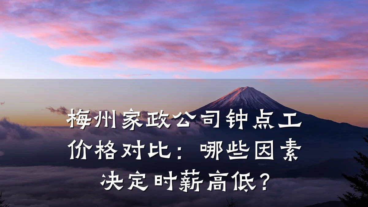 梅州家政公司钟点工价格对比:哪些因素决定时薪高低?