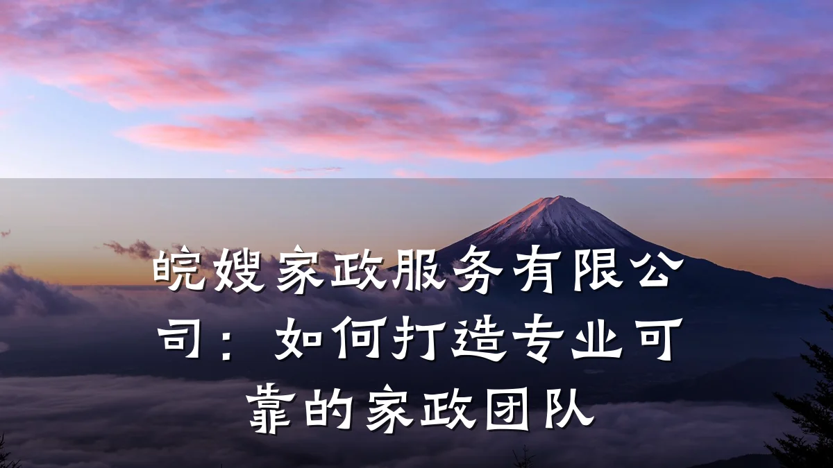 皖嫂家政服务有限公司:如何打造专业可靠的家政团队